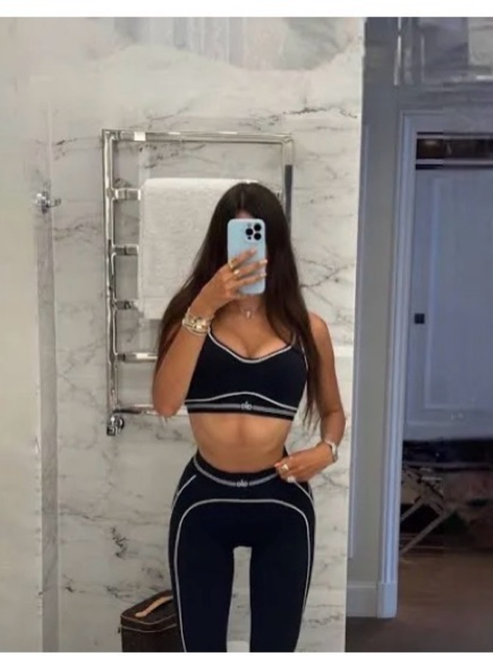 ALO Yoga Black Sports Bralette and High-Waist Leggings Set